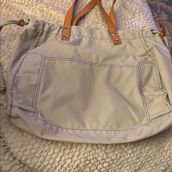 Lacoste Light Beige Nylon Tote with Brown Leather Handles - Picture 5 of 16